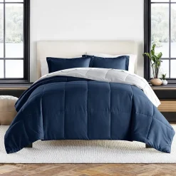 Casual Comfort Solid Reversible Lightweight Down Alternative Comforter Set
