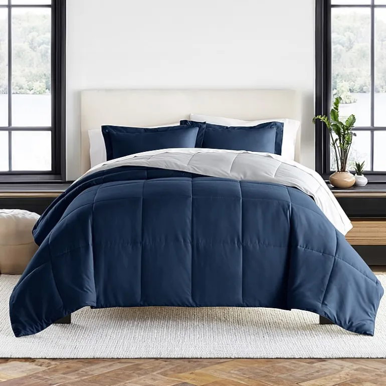 Casual Comfort Solid Reversible Lightweight Down Alternative Comforter Set