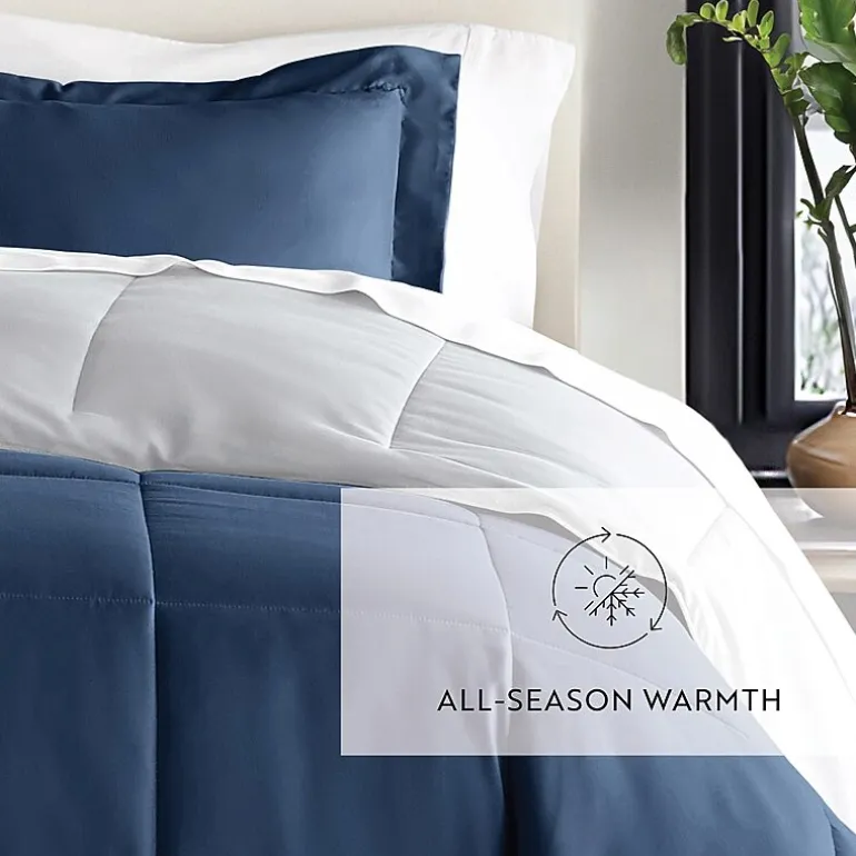Casual Comfort Solid Reversible Lightweight Down Alternative Comforter Set