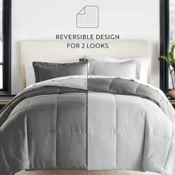Casual Comfort Solid Reversible Lightweight Down Alternative Comforter Set