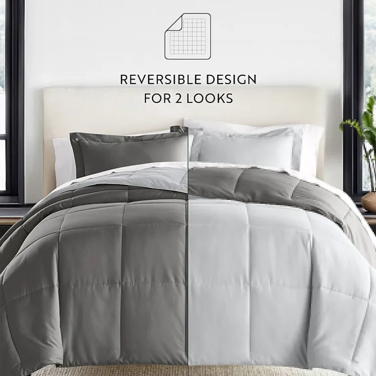 Casual Comfort Solid Reversible Lightweight Down Alternative Comforter Set