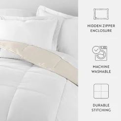 Casual Comfort Solid Reversible Lightweight Down Alternative Comforter Set