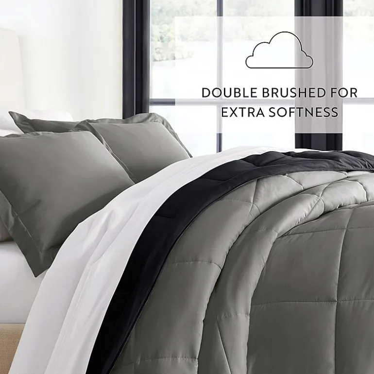 Casual Comfort Solid Reversible Lightweight Down Alternative Comforter Set