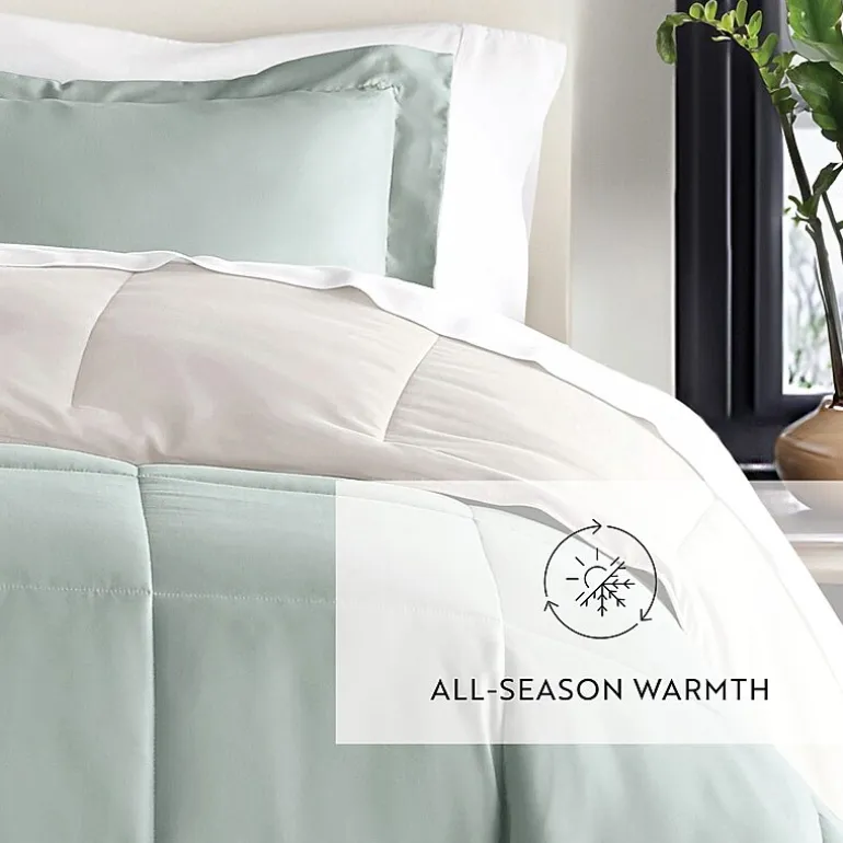 Casual Comfort Solid Reversible Lightweight Down Alternative Comforter Set