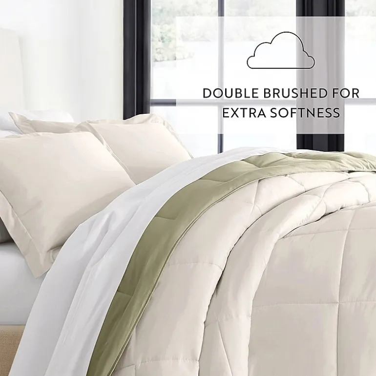 Casual Comfort Solid Reversible Lightweight Down Alternative Comforter Set