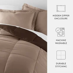 Casual Comfort Solid Reversible Lightweight Down Alternative Comforter Set