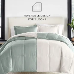 Casual Comfort Solid Reversible Lightweight Down Alternative Comforter Set
