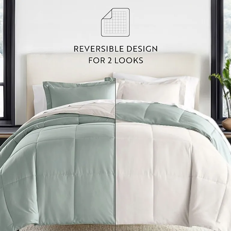 Casual Comfort Solid Reversible Lightweight Down Alternative Comforter Set
