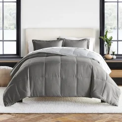 Casual Comfort Solid Reversible Lightweight Down Alternative Comforter Set