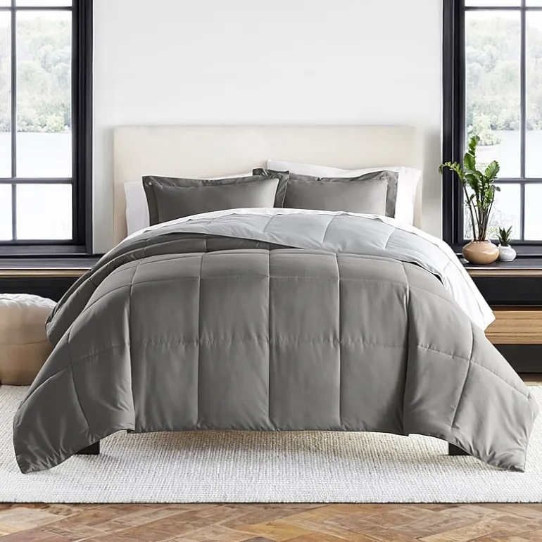 Casual Comfort Solid Reversible Lightweight Down Alternative Comforter Set