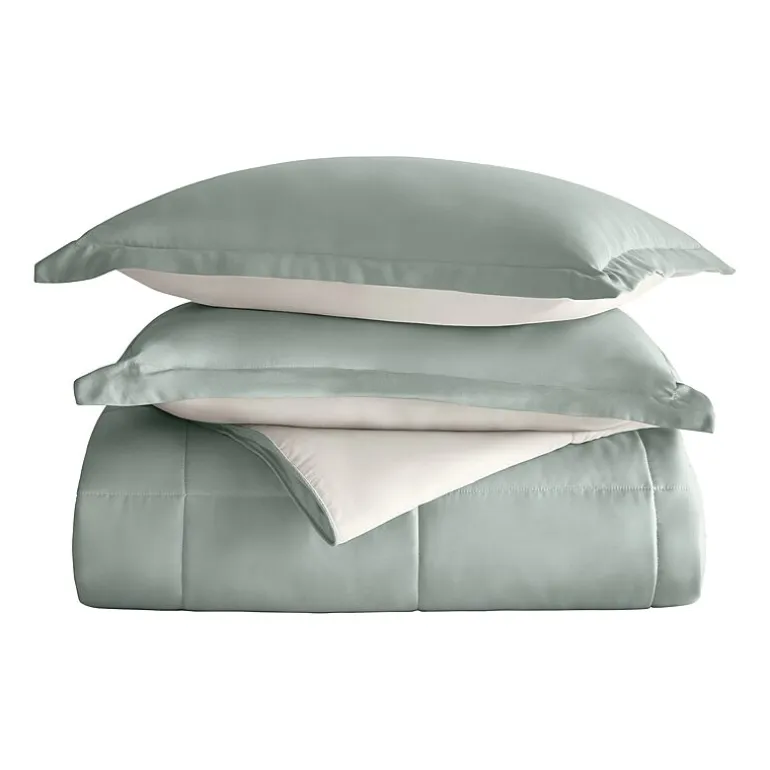 Casual Comfort Solid Reversible Lightweight Down Alternative Comforter Set