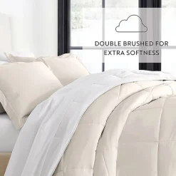 Casual Comfort Solid Reversible Lightweight Down Alternative Comforter Set