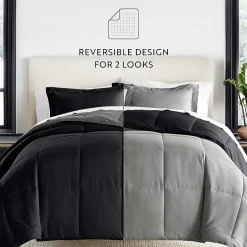 Casual Comfort Solid Reversible Lightweight Down Alternative Comforter Set