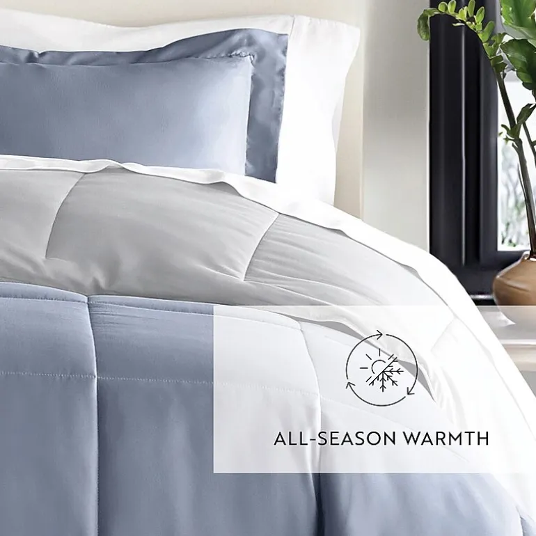 Casual Comfort Solid Reversible Lightweight Down Alternative Comforter Set