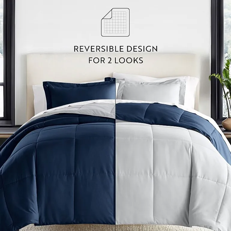 Casual Comfort Solid Reversible Lightweight Down Alternative Comforter Set