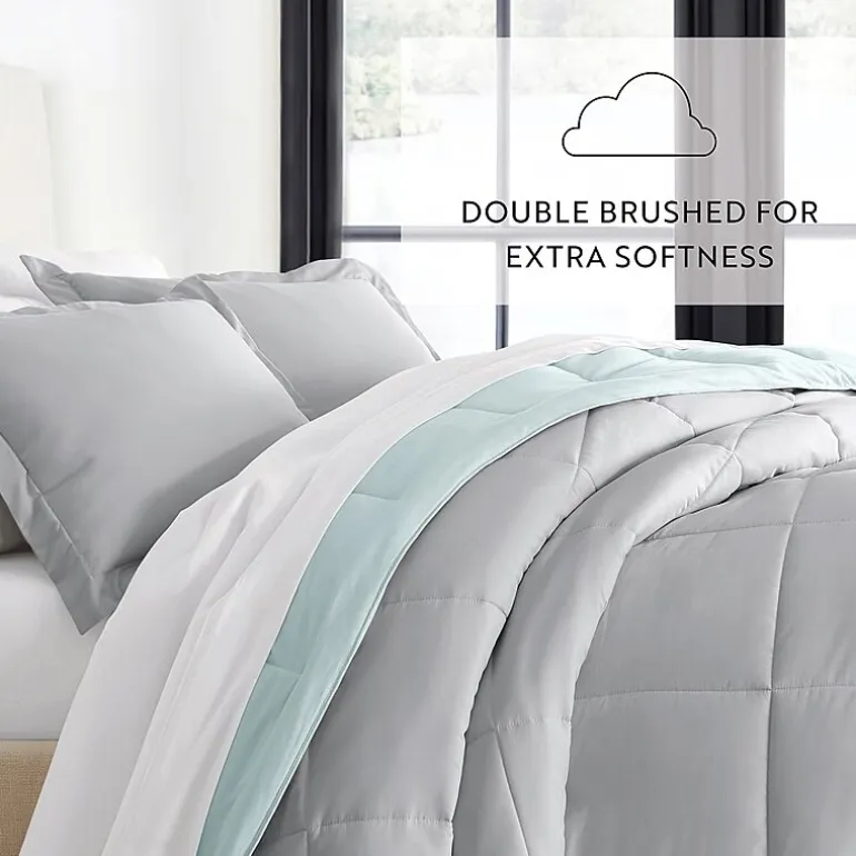 Casual Comfort Solid Reversible Lightweight Down Alternative Comforter Set
