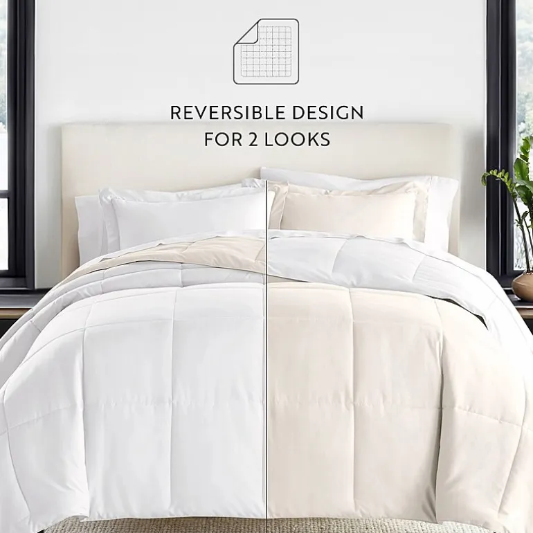 Casual Comfort Solid Reversible Lightweight Down Alternative Comforter Set