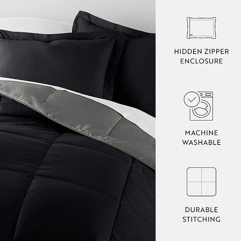 Casual Comfort Solid Reversible Lightweight Down Alternative Comforter Set