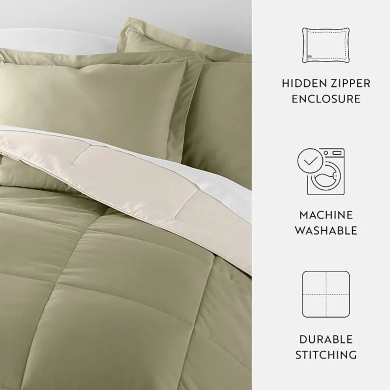 Casual Comfort Solid Reversible Lightweight Down Alternative Comforter Set