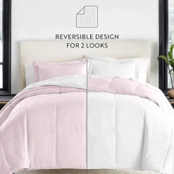 Casual Comfort Solid Reversible Lightweight Down Alternative Comforter Set