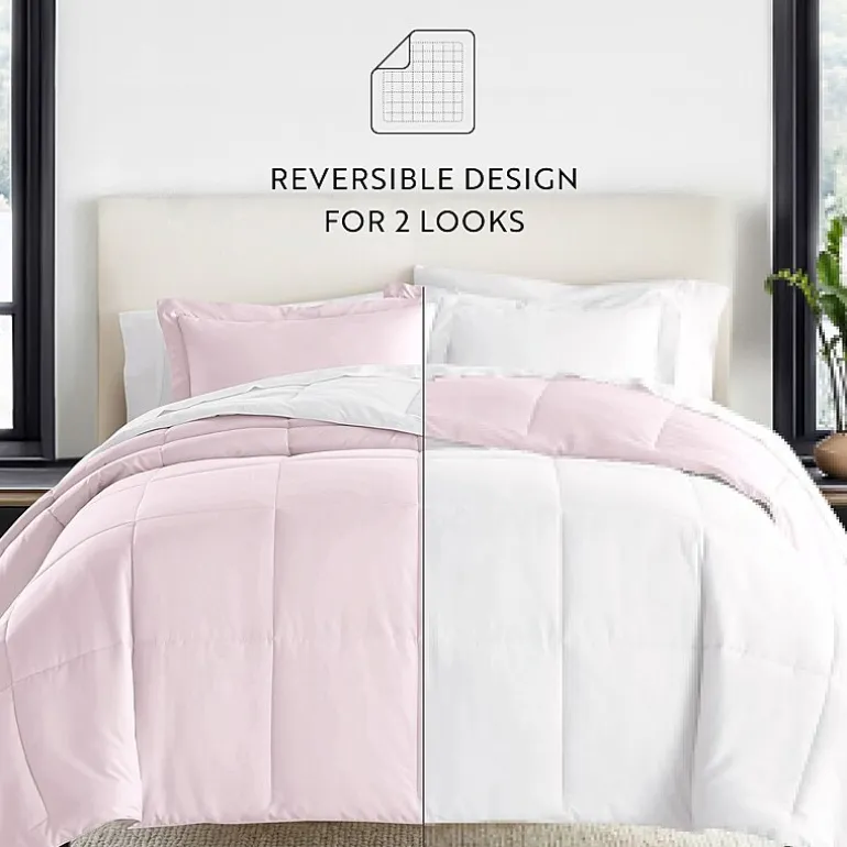 Casual Comfort Solid Reversible Lightweight Down Alternative Comforter Set