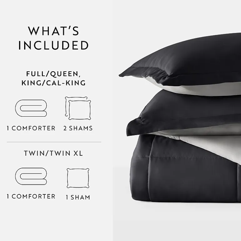 Casual Comfort Solid Reversible Lightweight Down Alternative Comforter Set