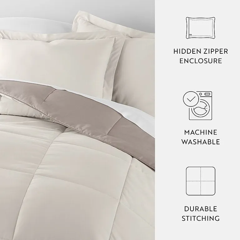 Casual Comfort Solid Reversible Lightweight Down Alternative Comforter Set