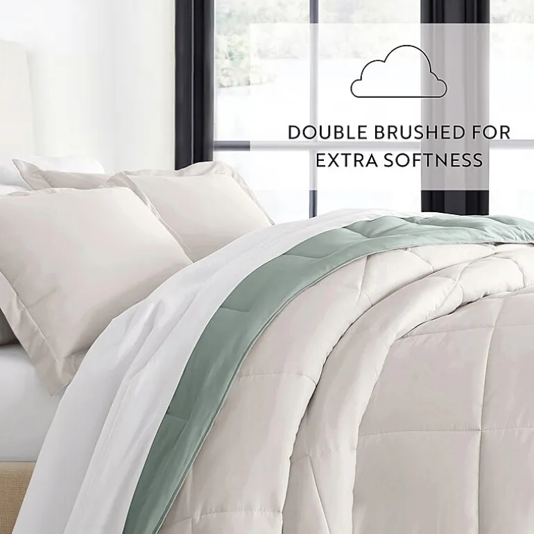 Casual Comfort Solid Reversible Lightweight Down Alternative Comforter Set