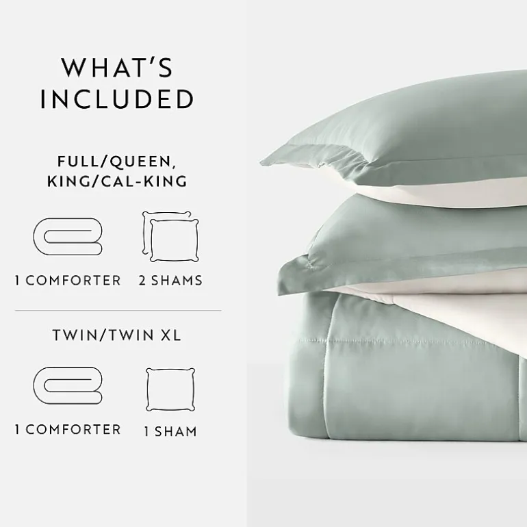 Casual Comfort Solid Reversible Lightweight Down Alternative Comforter Set