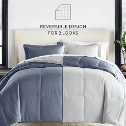 Casual Comfort Solid Reversible Lightweight Down Alternative Comforter Set