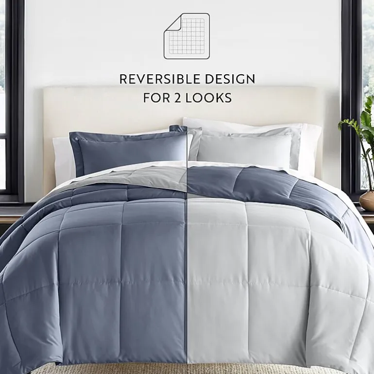 Casual Comfort Solid Reversible Lightweight Down Alternative Comforter Set