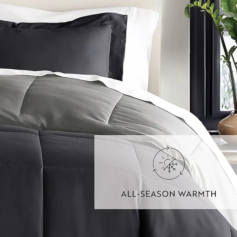 Casual Comfort Solid Reversible Lightweight Down Alternative Comforter Set