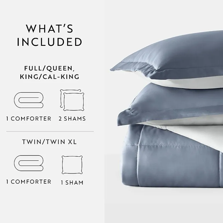 Casual Comfort Solid Reversible Lightweight Down Alternative Comforter Set