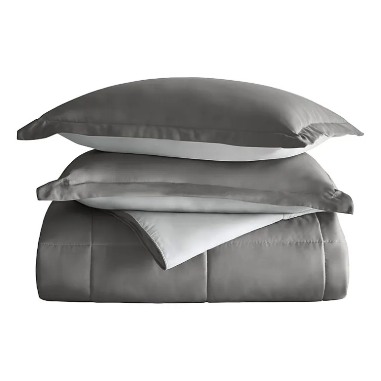 Casual Comfort Solid Reversible Lightweight Down Alternative Comforter Set