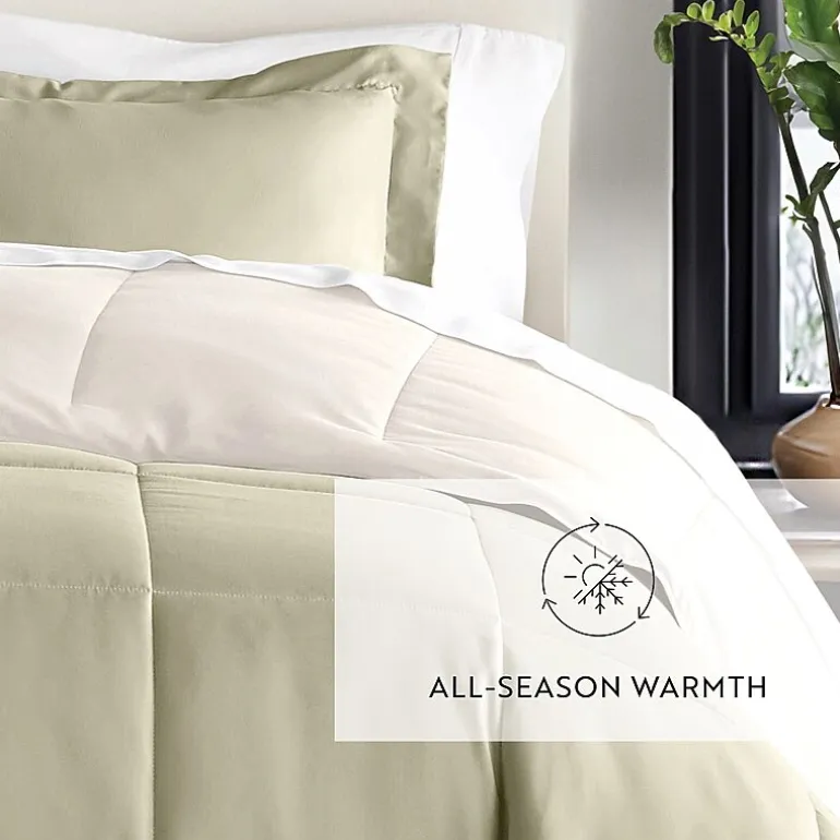Casual Comfort Solid Reversible Lightweight Down Alternative Comforter Set