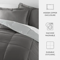 Casual Comfort Solid Reversible Lightweight Down Alternative Comforter Set