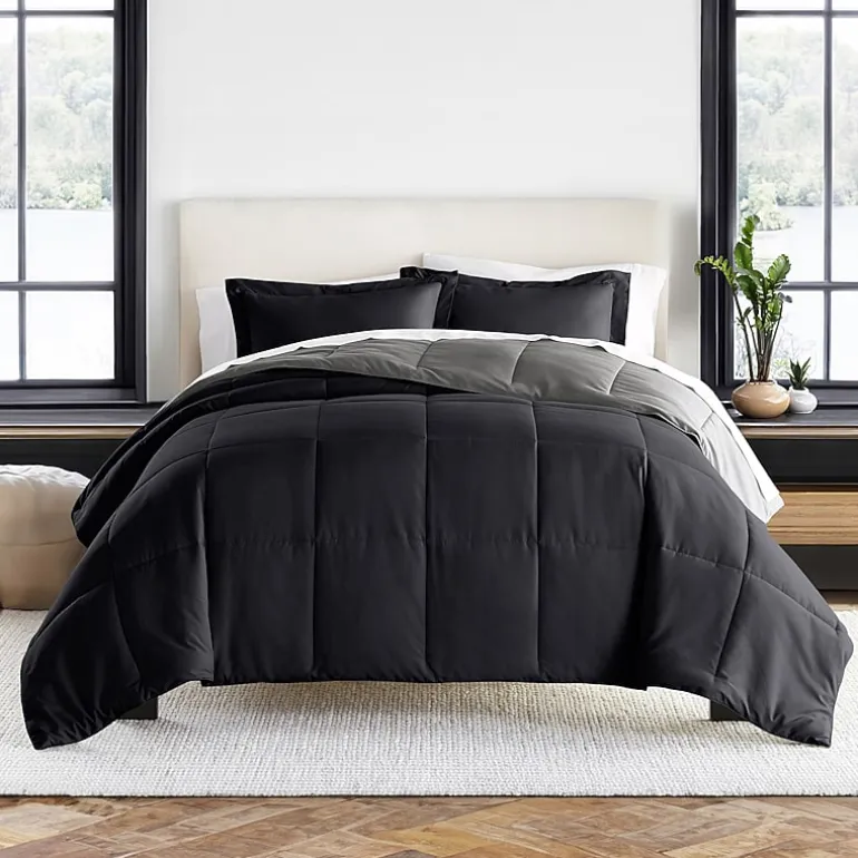 Casual Comfort Solid Reversible Lightweight Down Alternative Comforter Set
