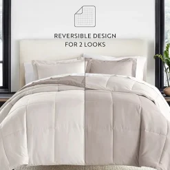 Casual Comfort Solid Reversible Lightweight Down Alternative Comforter Set