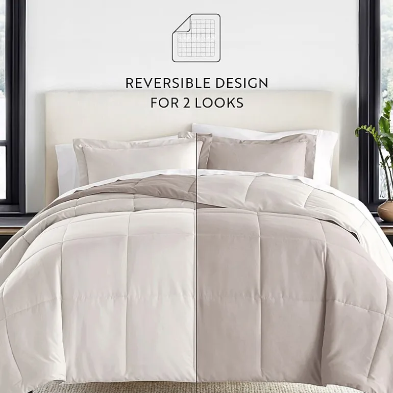 Casual Comfort Solid Reversible Lightweight Down Alternative Comforter Set