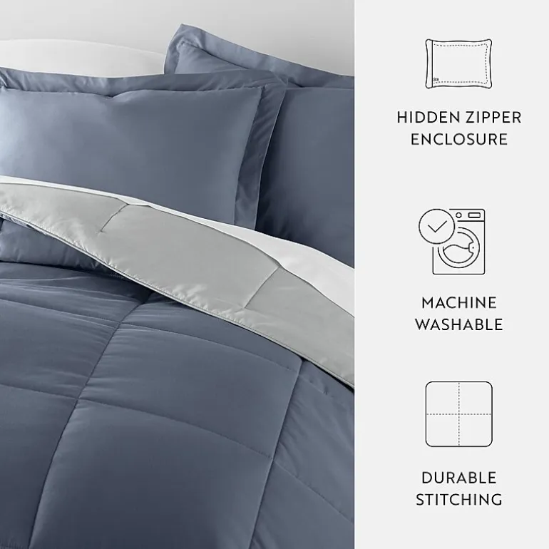 Casual Comfort Solid Reversible Lightweight Down Alternative Comforter Set