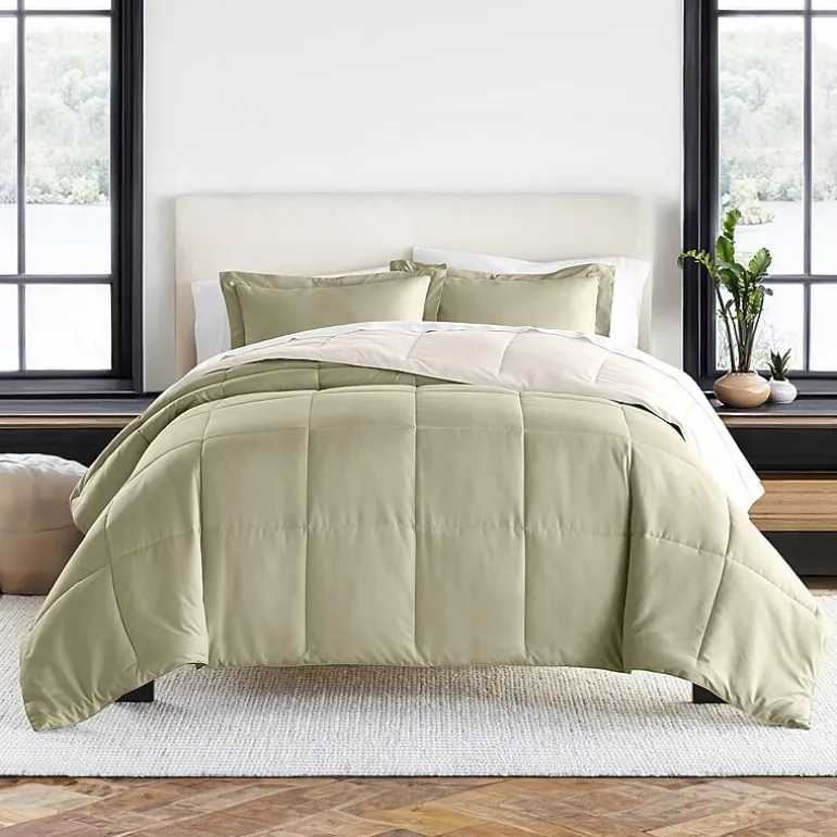 Casual Comfort Solid Reversible Lightweight Down Alternative Comforter Set