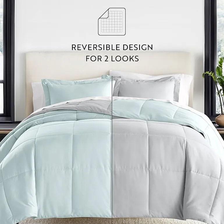 Casual Comfort Solid Reversible Lightweight Down Alternative Comforter Set