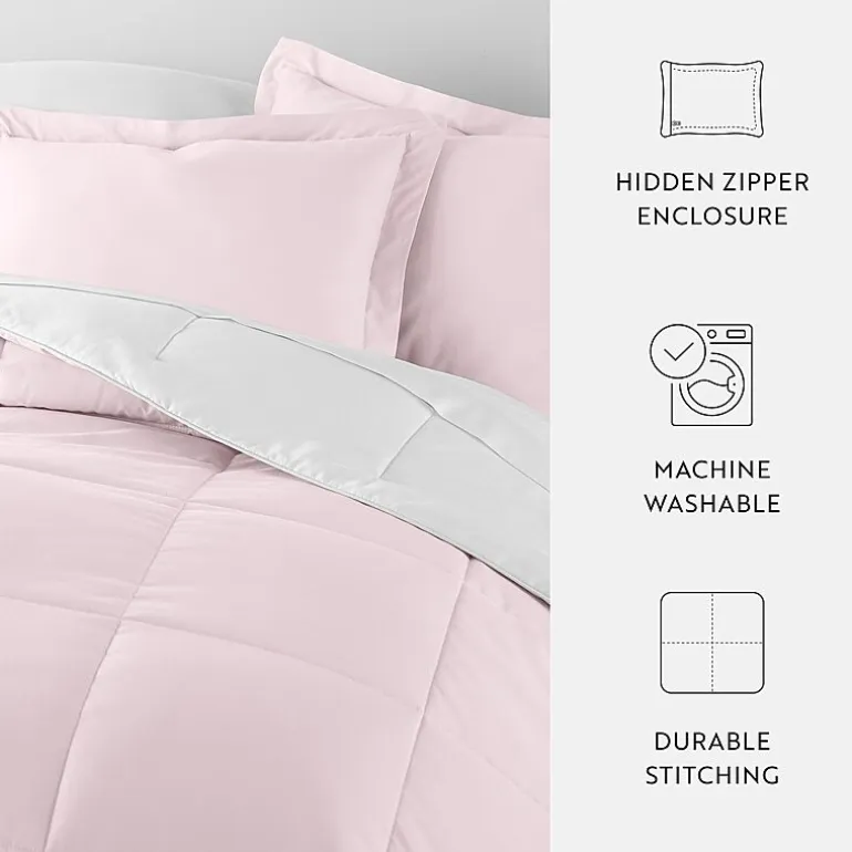 Casual Comfort Solid Reversible Lightweight Down Alternative Comforter Set