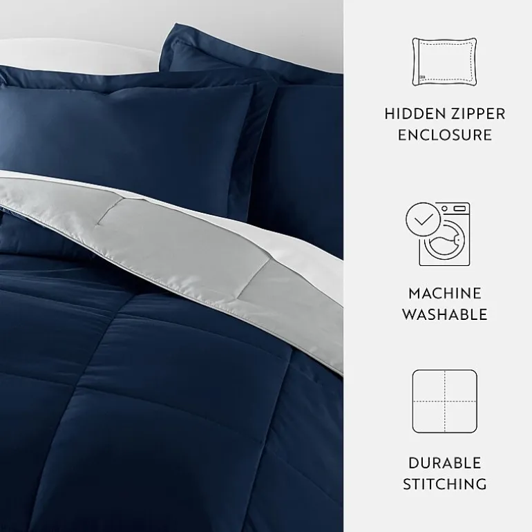 Casual Comfort Solid Reversible Lightweight Down Alternative Comforter Set