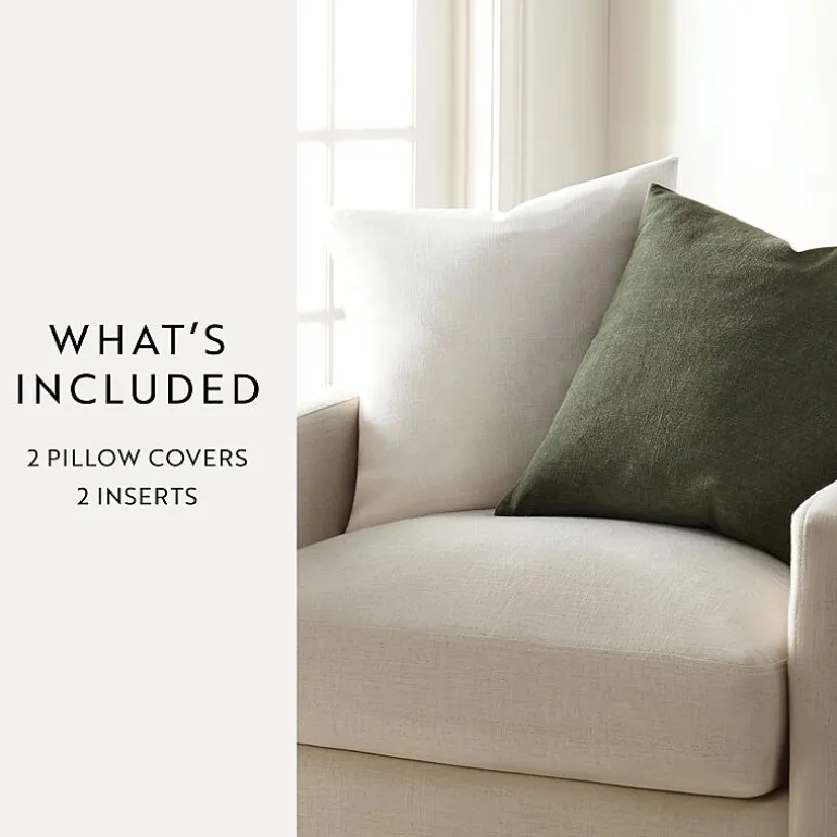 Casual Comfort Solid Stone Wash 2-pc. Square Throw Pillow Set
