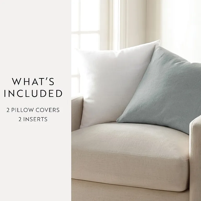 Casual Comfort Solid Stone Wash 2-pc. Square Throw Pillow Set