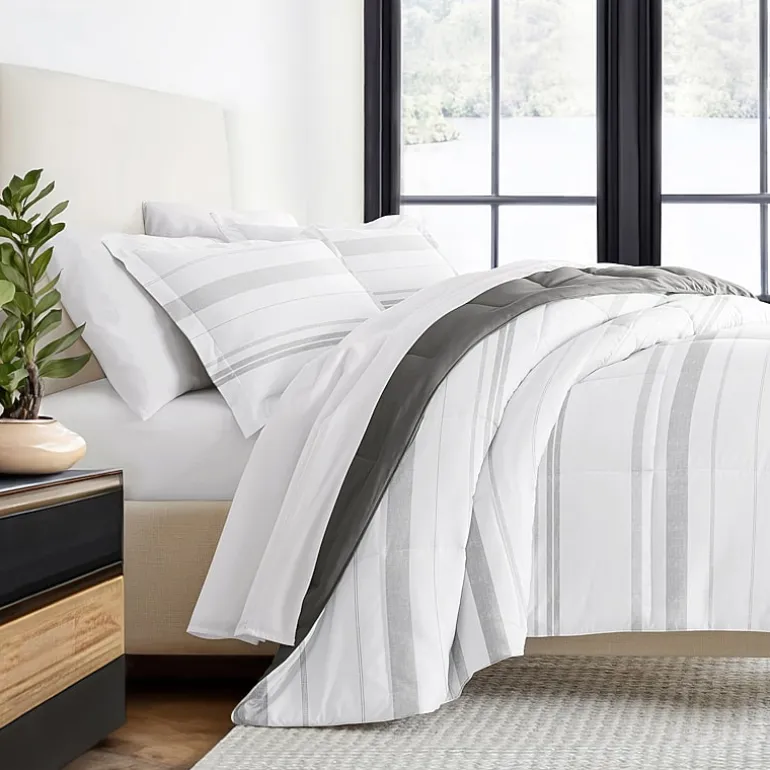 Casual Comfort Stitch Stripe Midweight Down Alternative Comforter Set