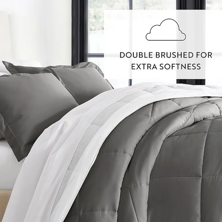 Casual Comfort Stitch Stripe Midweight Down Alternative Comforter Set