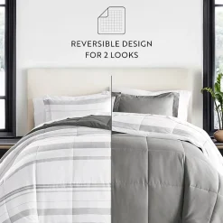 Casual Comfort Stitch Stripe Midweight Down Alternative Comforter Set