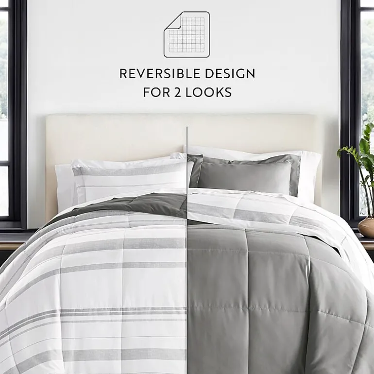 Casual Comfort Stitch Stripe Midweight Down Alternative Comforter Set
